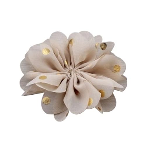 YGLEEULI Chiffon Blumen 10 stücke 7,5 cm Chiffon Spitzenbesatz Patch Applique Künstliche Stoff Hochzeitskleid Blumen Braut Haar Schleier Cothes Kopfbedeckungen Dekoration(Khaki) von YGLEEULI