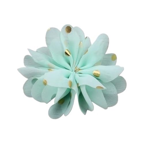 YGLEEULI Chiffon Blumen 10 stücke 7,5 cm Chiffon Spitzenbesatz Patch Applique Künstliche Stoff Hochzeitskleid Blumen Braut Haar Schleier Cothes Kopfbedeckungen Dekoration(Mint) von YGLEEULI