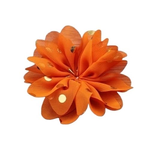 YGLEEULI Chiffon Blumen 10 stücke 7,5 cm Chiffon Spitzenbesatz Patch Applique Künstliche Stoff Hochzeitskleid Blumen Braut Haar Schleier Cothes Kopfbedeckungen Dekoration(Orange) von YGLEEULI