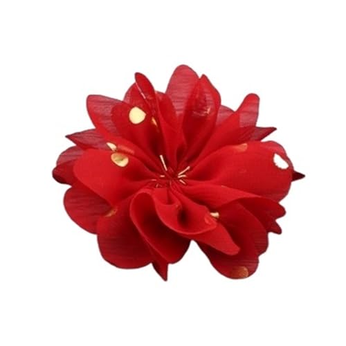 YGLEEULI Chiffon Blumen 10 stücke 7,5 cm Chiffon Spitzenbesatz Patch Applique Künstliche Stoff Hochzeitskleid Blumen Braut Haar Schleier Cothes Kopfbedeckungen Dekoration(Red) von YGLEEULI