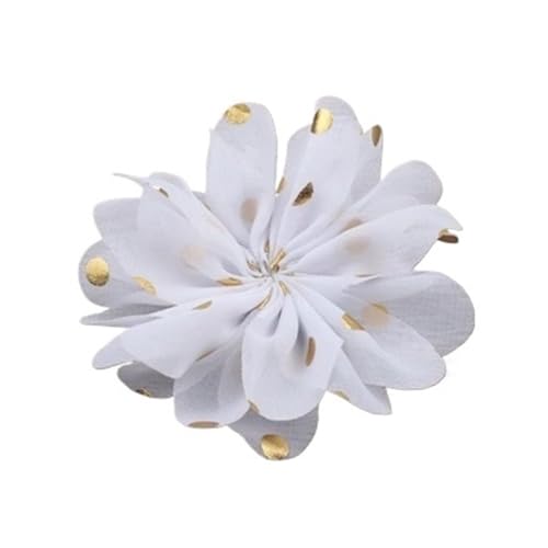 YGLEEULI Chiffon Blumen 10 stücke 7,5 cm Chiffon Spitzenbesatz Patch Applique Künstliche Stoff Hochzeitskleid Blumen Braut Haar Schleier Cothes Kopfbedeckungen Dekoration(White) von YGLEEULI