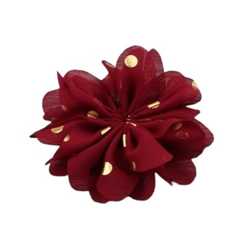 YGLEEULI Chiffon Blumen 10 stücke 7,5 cm Chiffon Spitzenbesatz Patch Applique Künstliche Stoff Hochzeitskleid Blumen Braut Haar Schleier Cothes Kopfbedeckungen Dekoration(Wine red) von YGLEEULI