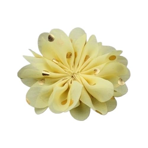 YGLEEULI Chiffon Blumen 10 stücke 7,5 cm Chiffon Spitzenbesatz Patch Applique Künstliche Stoff Hochzeitskleid Blumen Braut Haar Schleier Cothes Kopfbedeckungen Dekoration(Yellow) von YGLEEULI