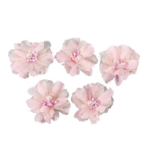 YGLEEULI Chiffon Blumen 2/5 Stücke Chiffon Künstliche Blumen Garn Gefälschte Blumen for Wohnkultur Hochzeit Dekoration DIY Braut Haar Kleidung Kranz Zubehör(Light Pink,2Pcs) von YGLEEULI