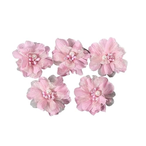 YGLEEULI Chiffon Blumen 2/5 Stücke Chiffon Künstliche Blumen Garn Gefälschte Blumen for Wohnkultur Hochzeit Dekoration DIY Braut Haar Kleidung Kranz Zubehör(Pink,2Pcs) von YGLEEULI