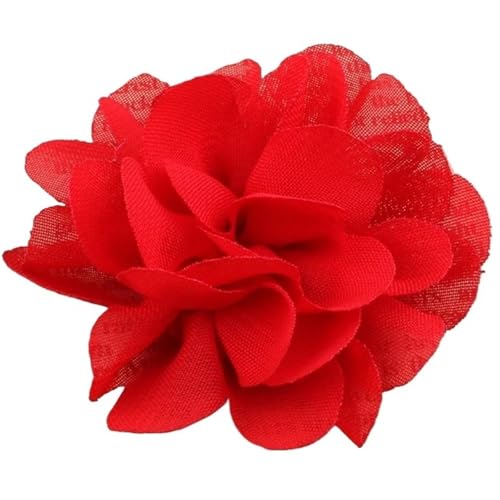 YGLEEULI Chiffon Blumen 20 Stücke 5 cm 2 "Stoff Künstliche Blumen for Stirnbänder Scrapbook Tüll Stoff Blumen Häkeln Chiffon Blume Zubehör(Red) von YGLEEULI