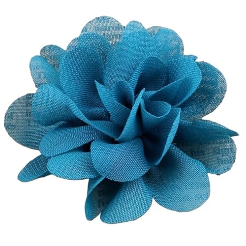 YGLEEULI Chiffon Blumen 20 Stücke 5 cm 2 "Stoff Künstliche Blumen for Stirnbänder Scrapbook Tüll Stoff Blumen Häkeln Chiffon Blume Zubehör(Turquoise) von YGLEEULI