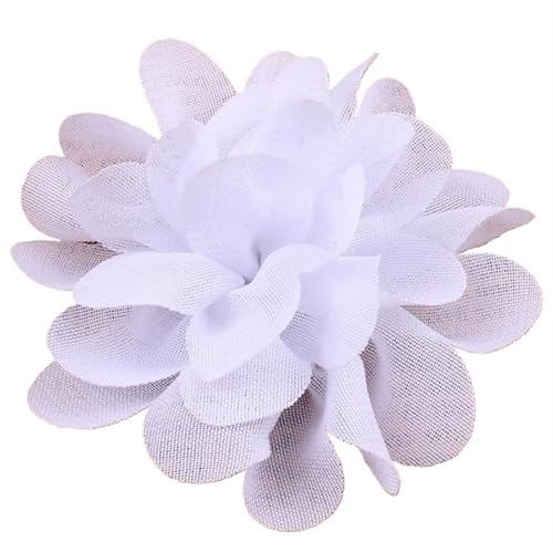 YGLEEULI Chiffon Blumen 20 Stücke 5 cm 2 "Stoff Künstliche Blumen for Stirnbänder Scrapbook Tüll Stoff Blumen Häkeln Chiffon Blume Zubehör(White) von YGLEEULI