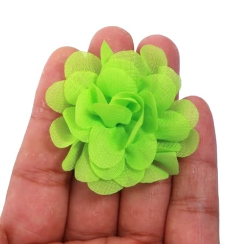 YGLEEULI Chiffon Blumen 20 Stücke 5 cm Handgemachte Chiffon Stoff Künstliche Blumen Kopf for Hochzeit Kleid Hüte Hause Dekoration DIY Zubehör(Lime) von YGLEEULI