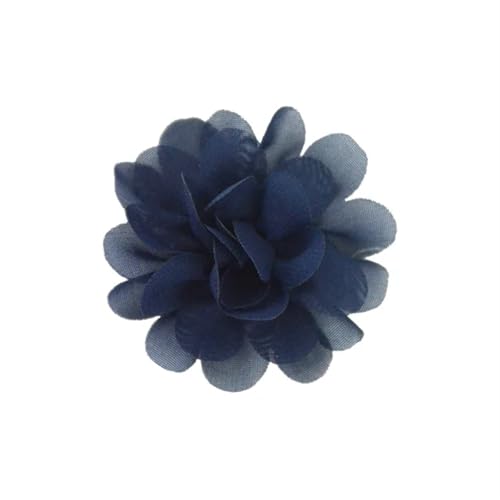 YGLEEULI Chiffon Blumen 20 stücke Chiffon Stoff Blumen DIY Kopfbedeckungen Corsage Dekoration Nähen Kleidung Hüte Zubehör Blume Kopf(Dark Blue) von YGLEEULI