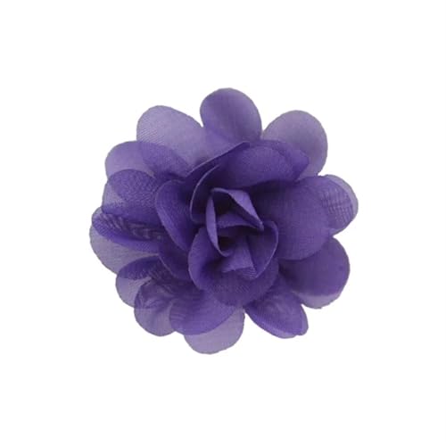 YGLEEULI Chiffon Blumen 20 stücke Chiffon Stoff Blumen DIY Kopfbedeckungen Corsage Dekoration Nähen Kleidung Hüte Zubehör Blume Kopf(Dark Purple) von YGLEEULI