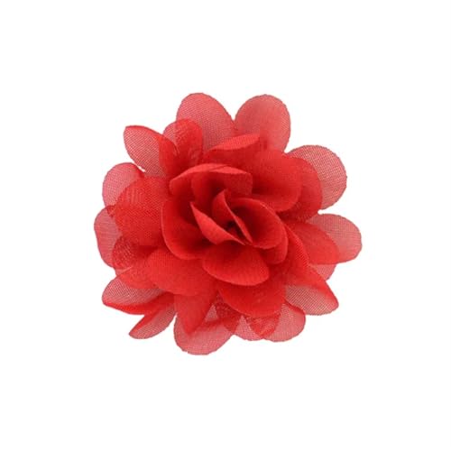 YGLEEULI Chiffon Blumen 20 stücke Chiffon Stoff Blumen DIY Kopfbedeckungen Corsage Dekoration Nähen Kleidung Hüte Zubehör Blume Kopf(Red) von YGLEEULI