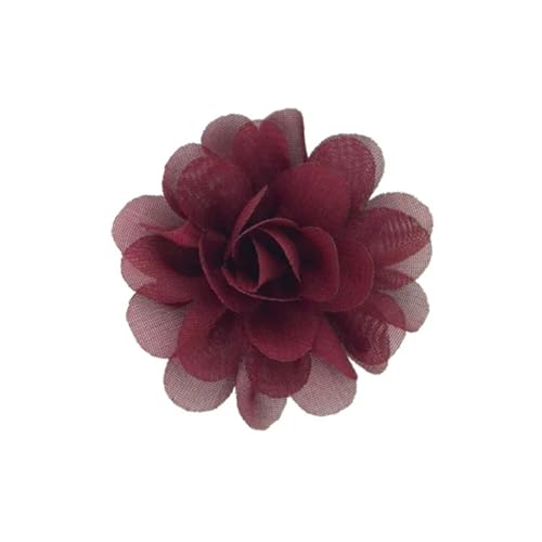 YGLEEULI Chiffon Blumen 20 stücke Chiffon Stoff Blumen DIY Kopfbedeckungen Corsage Dekoration Nähen Kleidung Hüte Zubehör Blume Kopf(Wine red) von YGLEEULI