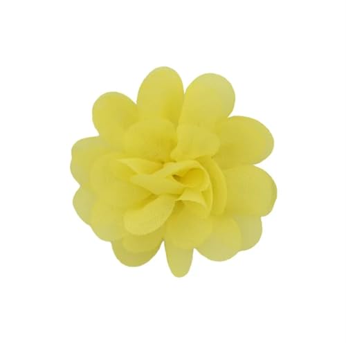 YGLEEULI Chiffon Blumen 20 stücke Chiffon Stoff Blumen DIY Kopfbedeckungen Corsage Dekoration Nähen Kleidung Hüte Zubehör Blume Kopf(Yellow) von YGLEEULI