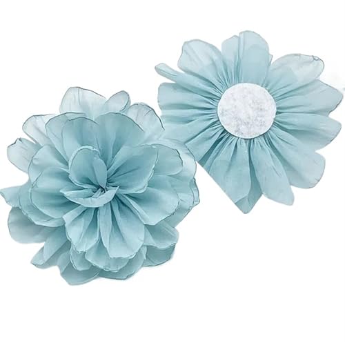 YGLEEULI Chiffon Blumen 5 Stücke 10 cm Chiffon Handgemachte 3D Stoff Künstliche Gaze Blume for Hochzeit Kleid Hüte Dekoration(Blue) von YGLEEULI