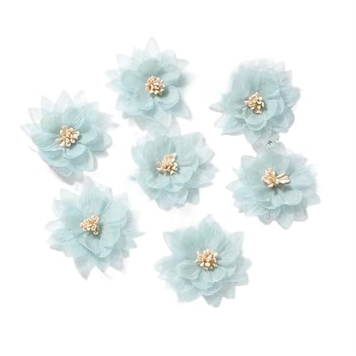 YGLEEULI Chiffon Blumen 5 Stücke Chiffon Blumen Kopf Künstliche Blumen for Wohnkultur Ehe Hochzeit Dekoration Braut Girlande Zubehör(Blue,5PCs) von YGLEEULI