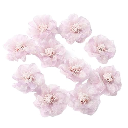 YGLEEULI Chiffon Blumen 5Pcs Chiffon Künstliche Blumen Kopf Patches Zubehör for Kinder Mädchen Haarnadel Dekoration(Purple) von YGLEEULI