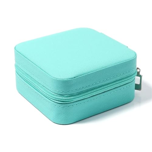 YGLEEULI SchmuckkäStchen 1 Stück Tragbare Reise Mini Schmuckschatulle PU Leder Schmuck Ring Halskette Organizer Fall Lagerung Geschenkbox(Lake Blue) von YGLEEULI