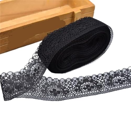 YGLEEULI Spitzenband 10 Yards schöne Spitze for DIY Band Band 40MM Spitze Trim Bestickt for Nähen Dekoration(Black) von YGLEEULI