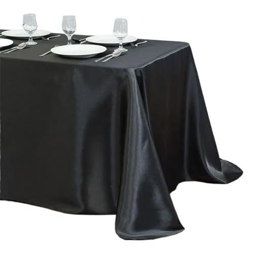 YGLEEULI Tischdecke 1 Stücke Einfarbig Satin Tischdecke Tischdecke Tischdecke Overlay for Geburtstag Hochzeit Bankett Restaurant Festival Party Versorgung(Black,145cmx145cm) von YGLEEULI