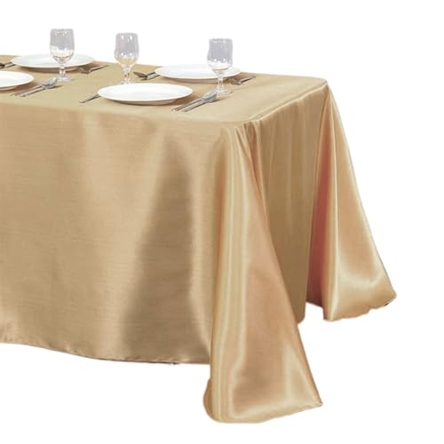 YGLEEULI Tischdecke 1 Stücke Einfarbig Satin Tischdecke Tischdecke Tischdecke Overlay for Geburtstag Hochzeit Bankett Restaurant Festival Party Versorgung(Champagne Gold,145cmx180cm) von YGLEEULI