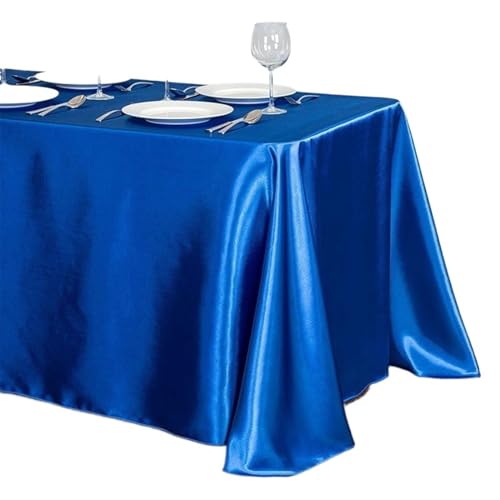 YGLEEULI Tischdecke 1 Stücke Einfarbig Satin Tischdecke Tischdecke Tischdecke Overlay for Geburtstag Hochzeit Bankett Restaurant Festival Party Versorgung(Dark Blue,145cmx160cm) von YGLEEULI