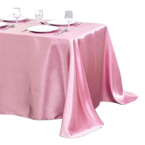 YGLEEULI Tischdecke 1 Stücke Einfarbig Satin Tischdecke Tischdecke Tischdecke Overlay for Geburtstag Hochzeit Bankett Restaurant Festival Party Versorgung(Pink,145cmx160cm) von YGLEEULI