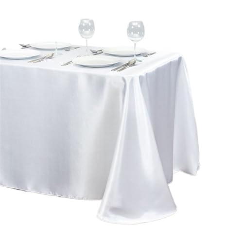 YGLEEULI Tischdecke 1 Stücke Einfarbig Satin Tischdecke Tischdecke Tischdecke Overlay for Geburtstag Hochzeit Bankett Restaurant Festival Party Versorgung(Pure White,145cmx145cm) von YGLEEULI