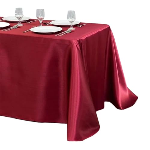 YGLEEULI Tischdecke 1 Stücke Einfarbig Satin Tischdecke Tischdecke Tischdecke Overlay for Geburtstag Hochzeit Bankett Restaurant Festival Party Versorgung(Red,145cmx145cm) von YGLEEULI