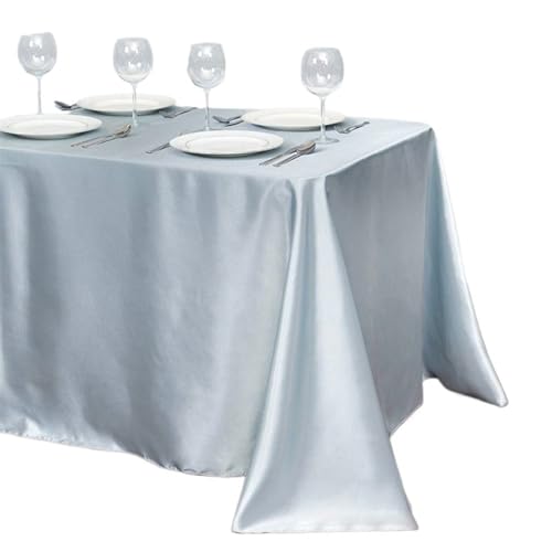 YGLEEULI Tischdecke 1 Stücke Einfarbig Satin Tischdecke Tischdecke Tischdecke Overlay for Geburtstag Hochzeit Bankett Restaurant Festival Party Versorgung(Silver,145cmx145cm) von YGLEEULI