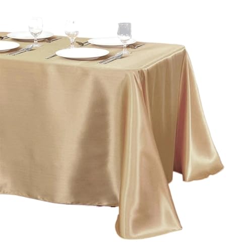 YGLEEULI Tischdecke Hochzeit Tischdecke Rechteckige Satin Tisch Tuch Overlay Abdeckung Tisch Tuch Party Abendessen Bankett Dekoration(Champagne,145X180cm) von YGLEEULI