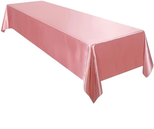 YGLEEULI Tischdecke Rechteckige Satin-Tischdecke for Hochzeiten, 144,8 x 259,1 cm, helle, Glatte Seiden-Tischdecke for Hochzeitsbankette, Jubiläums-Esstischdekoration(Rose Gold) von YGLEEULI