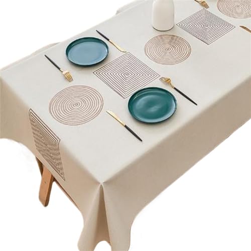 YGLEEULI Tischdecke Rechteckige Tischdecken for Tisch PVC Tischtuch Party Dekoration wasserdichte Tischdecke(Beige,140x180cm(55x70inch)) von YGLEEULI