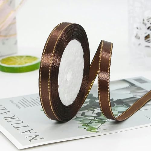 (25 Yards/Rolle) Satinband mit goldenem Rand, Dekoration für Hochzeitsfeiern, Einladungskarten, Geschenkband, 32–15 mm von YGTGJ