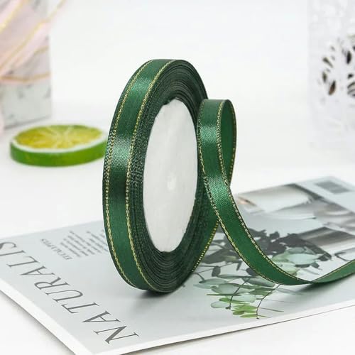 (25 Yards/Rolle) Satinband mit goldenem Rand, Dekoration für Hochzeitsfeiern, Einladungskarten, Geschenkband, 49–15 mm von YGTGJ