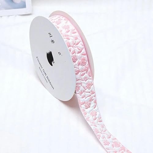 10 Yards/Rolle Geprägte Rosenbänder Ripsband zum Verpacken aus Polyesterband Handgefertigte DIY-Schleife Hochzeitsfeier Heimdekoration-Rosa-10 Rollen von YGTGJ