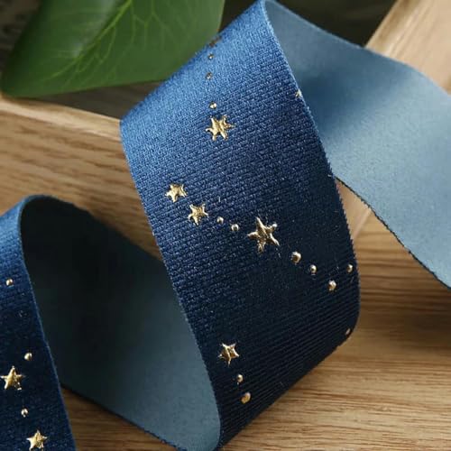 10 Yards 25 MM 38 MM Winter Gold Star Foil Samtband DIY Haarschleifenzubehör Haarnadelmaterial Weihnachtsdekoration-005-25 MM 10 Yards von YGTGJ