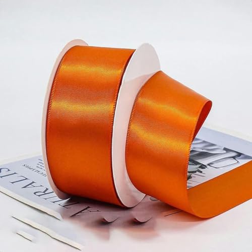 25 Yards/Rolle Satinbänder 10/15/20/25/40/50 mm breit für Hochzeiten, Weihnachtsfeiern, handgefertigte DIY-Boxen, Verpackungszubehör-761-Herbsnorange-50 MM von YGTGJ