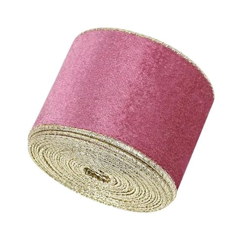 5/10 Yards, mehrfarbige Samtbänder, Beflockungsgurtband, Flanellflock, goldenes Band zum Basteln, Nähen, Weihnachtsdekoration, 63 mm Breite, Rosa, 10 Yards von YGTGJ