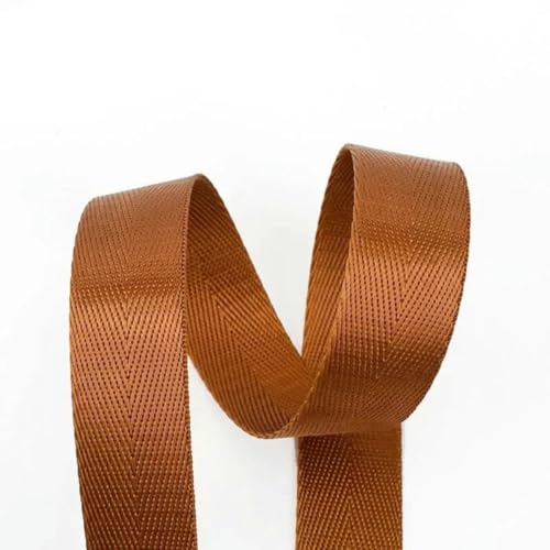 5 Meter 20/25/32/38/50 mm Nylon-Gurtband 1 mm dick einfarbiges Band für Schrägbänder für Rucksäcke-Braun-50 mm von YGTGJ