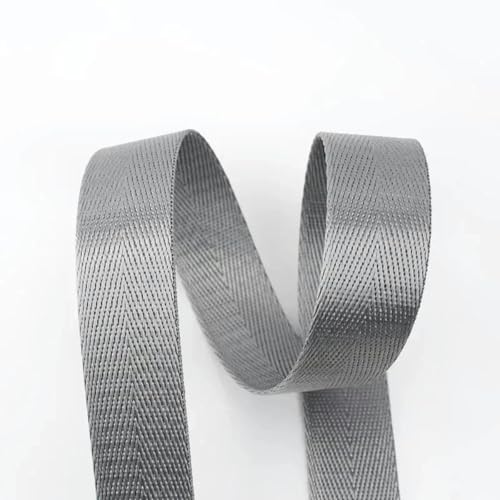 5 Meter 20/25/32/38/50 mm Nylon-Gurtband 1 mm dick einfarbiges Band für Schrägband für Rucksäcke-Grau-25 mm von YGTGJ