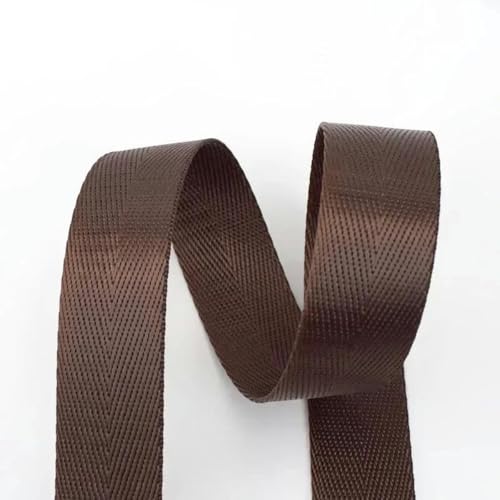 5 Meter 20/25/32/38/50 mm Nylon-Gurtband 1 mm dick einfarbiges Band für Schrägband für Rucksäcke-Kaffee-38 mm von YGTGJ