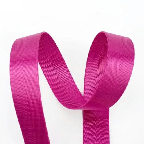 5 Meter 20/25/32/38/50 mm Nylon-Gurtband 1 mm dick einfarbiges Band für Schrägband für Rucksäcke-Rosenrot-38 mm von YGTGJ