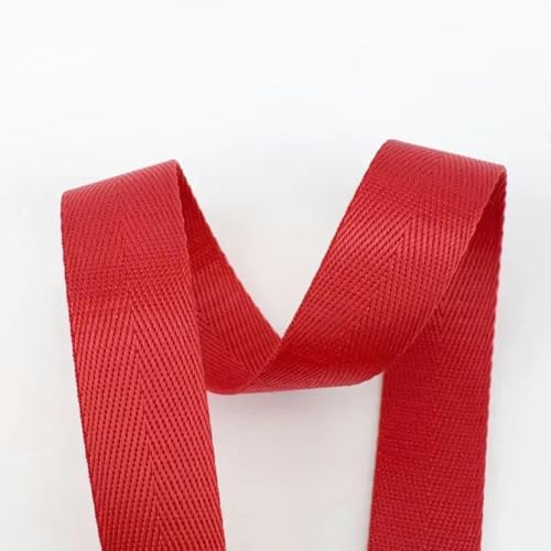 5 Meter 20/25/32/38/50 mm Nylon-Gurtband 1 mm dick einfarbiges Band für Schrägband für Rucksäcke-Rot-50 mm von YGTGJ