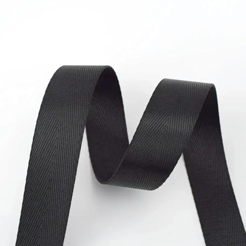 5 Meter 20/25/32/38/50 mm Nylon-Gurtband 1 mm dick einfarbiges Band für Schrägband für Rucksäcke-Schwarz-38 mm von YGTGJ