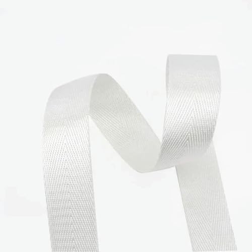 5 Meter 20/25/32/38/50 mm Nylon-Gurtband 1 mm dick einfarbiges Band für Schrägband für Rucksäcke-Weiß-25 mm von YGTGJ