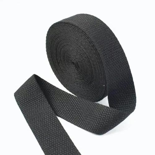 5 Meter 20/25/32/38 mm Polyester-Baumwoll-Gurtband Canvas Rucksackband Gürtel Nähen Schrägband Bekleidungszubehör-Schwarz-20 mm von YGTGJ