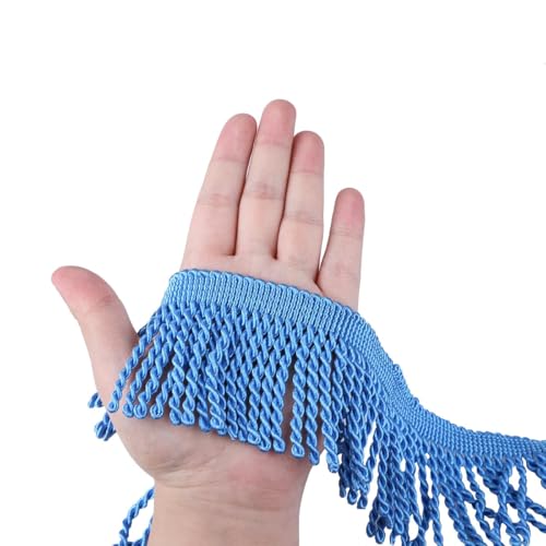 5 Yard/Lot Seidenquaste Fransenbesatz Spitzenband Spitzenbesatz Stickerei Spitze Stoff Nähen Kleidungsstück Schuhe Tasche Quasten für Schmuck DIY-Blau 17-6cm-10 Yard von YGTGJ