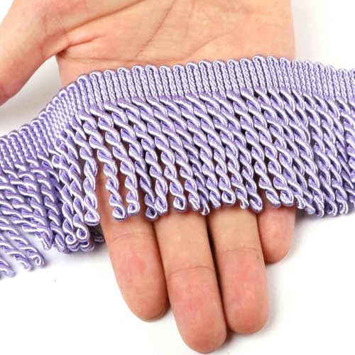 5 Yard/Lot Seidenquaste Fransenbesatz Spitzenband Spitzenbesatz Stickerei Spitze Stoff Nähen Kleidungsstück Schuhe Tasche Quasten für Schmuck DIY-Lila-6cm-10 Yard von YGTGJ