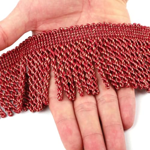 5 Yard/Lot Seidenquaste Fransenbesatz Spitzenband Spitzenbesatz Stickerei Spitze Stoff Nähen Kleidungsstück Schuhe Tasche Quasten für Schmuck DIY-Mix Rot-6cm-10 Yard von YGTGJ